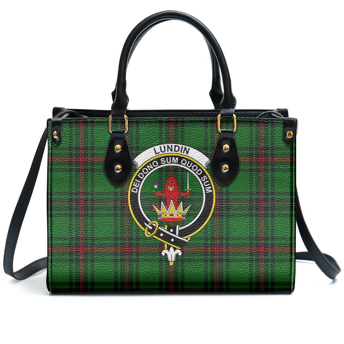 Lundin Tartan Crest Leather Handbag