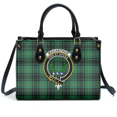 MacArthur Ancient Tartan Crest Leather Handbag