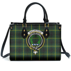 MacArthur Modern Tartan Crest Leather Handbag