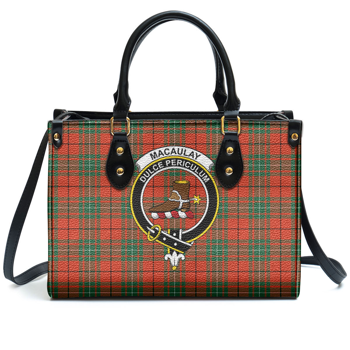 MacAulay Ancient Tartan Crest Leather Handbag