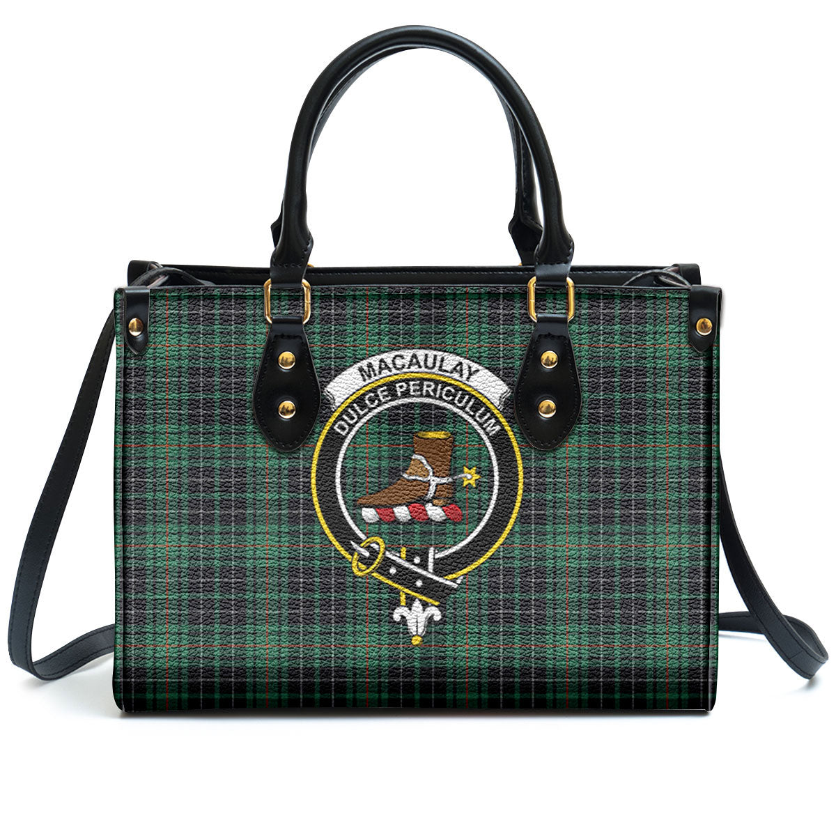 MacAulay Hunting Ancient Tartan Crest Leather Handbag