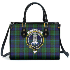 MacCallum Modern Tartan Crest Leather Handbag