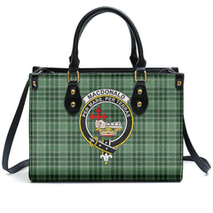 MacDonald Lord of the Isles Hunting Tartan Crest Leather Handbag