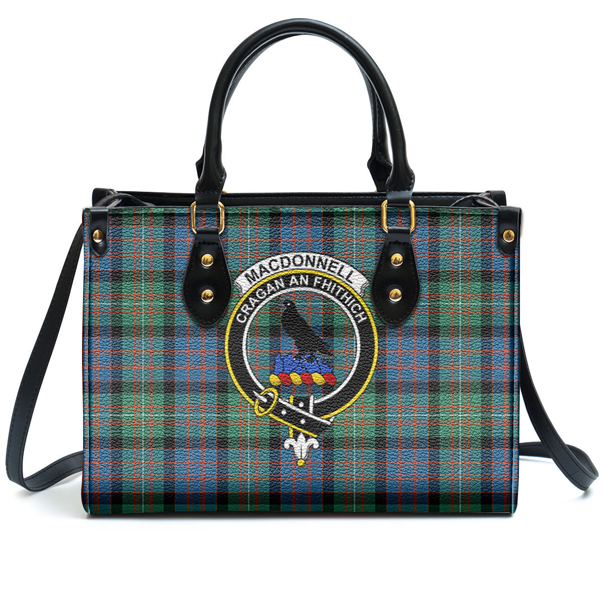 MacDonnell of Glengarry Ancient Tartan Crest Leather Handbag