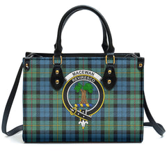 MacEwan Ancient Tartan Crest Leather Handbag