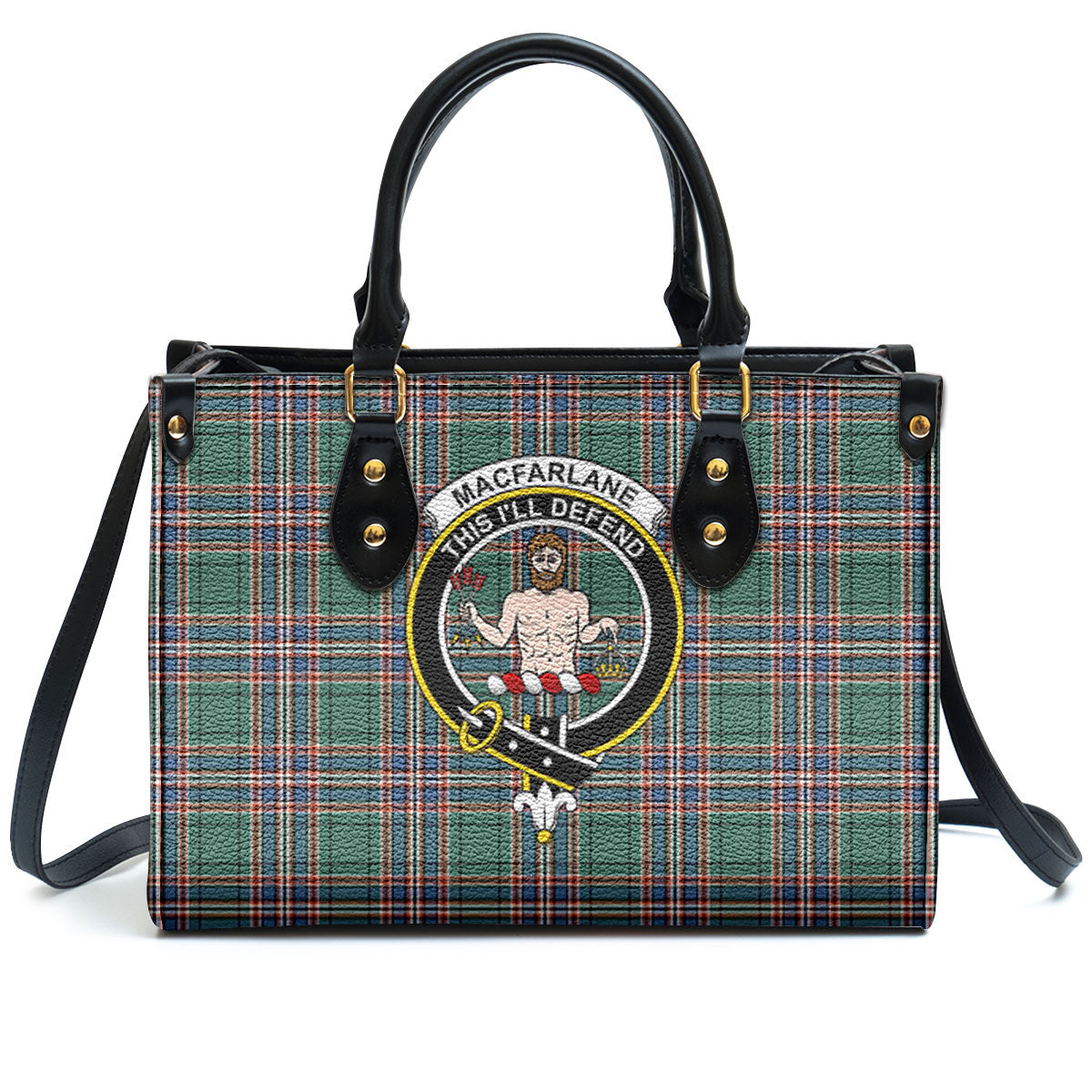 MacFarlane Hunting Ancient Tartan Crest Leather Handbag