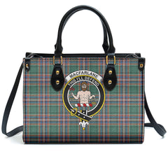 MacFarlane Hunting Ancient Tartan Crest Leather Handbag