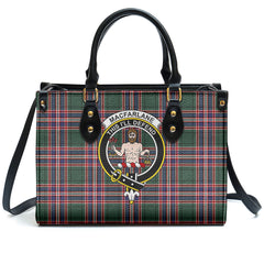 MacFarlane Hunting Modern Tartan Crest Leather Handbag