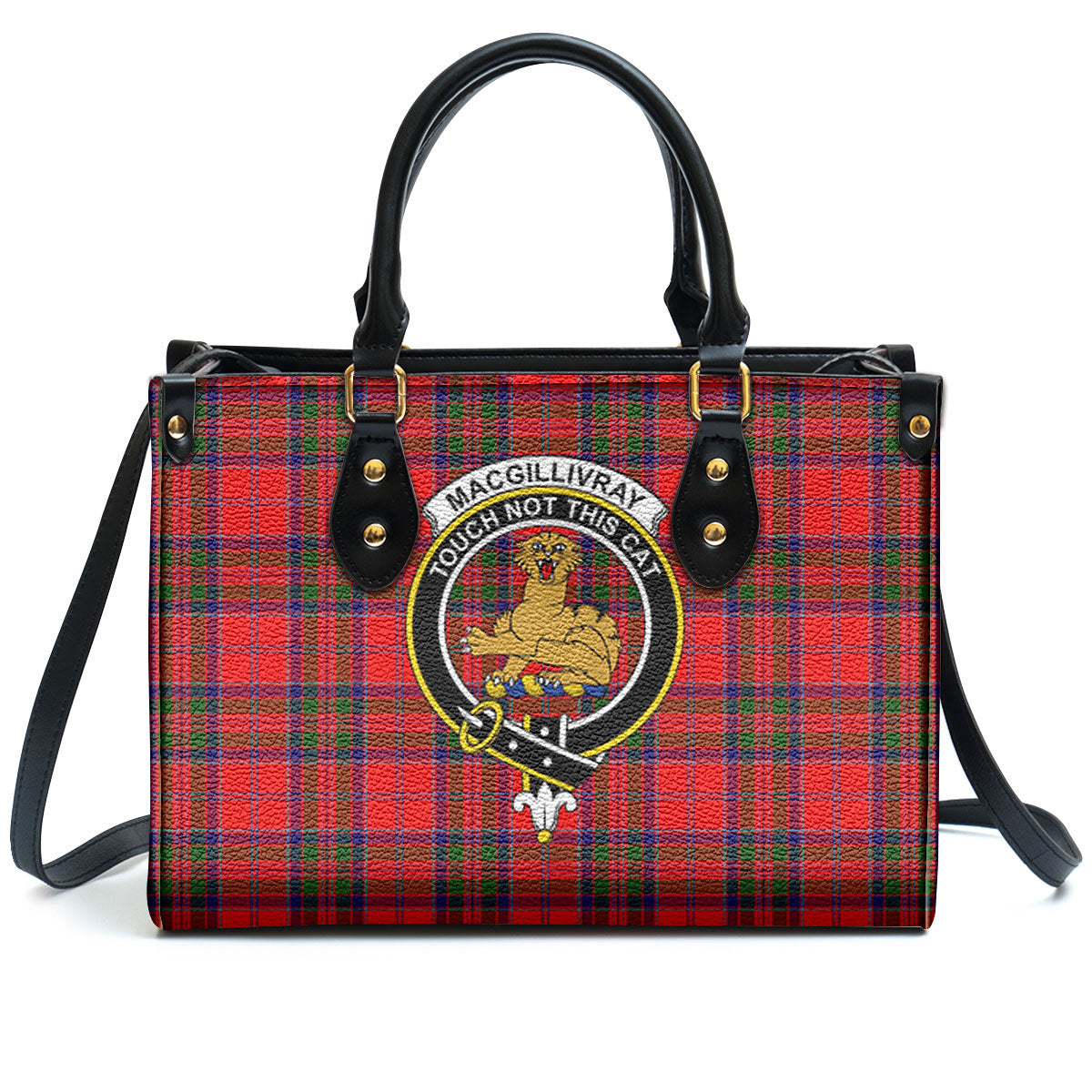 MacGillivray Modern Tartan Crest Leather Handbag