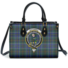 MacInnes Modern Tartan Crest Leather Handbag