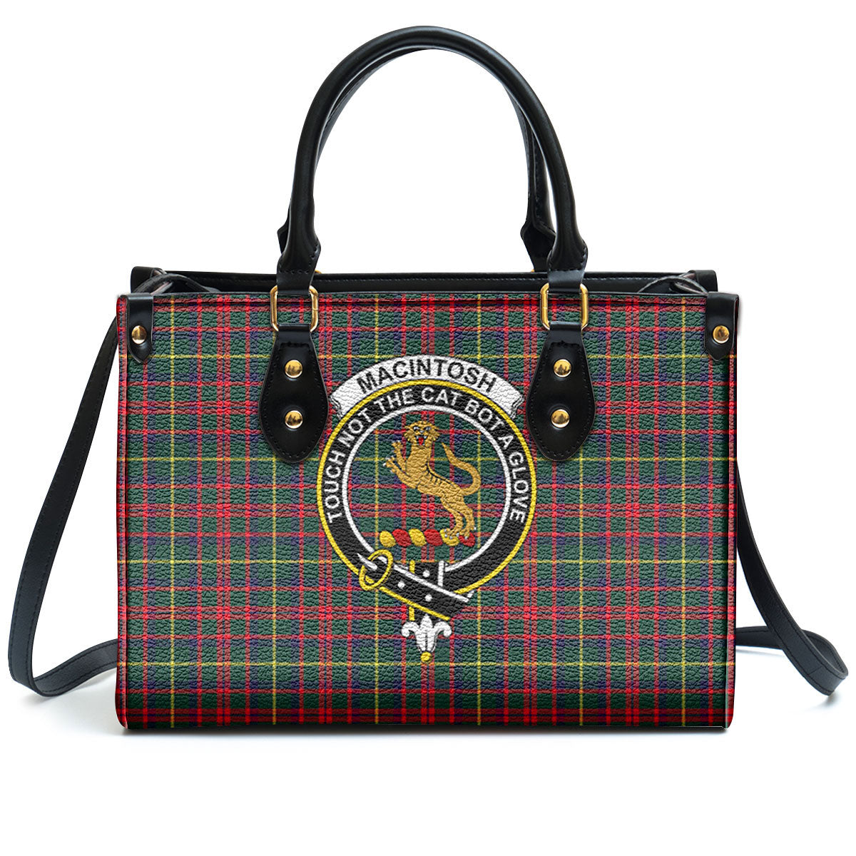 MacIntosh Hunting Modern Tartan Crest Leather Handbag