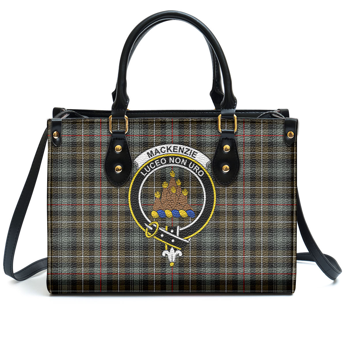 MacKenzie Weathered Tartan Crest Leather Handbag