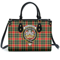 MacLachlan Hunting Modern Tartan Crest Leather Handbag