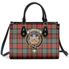 MacLachlan Weathered Tartan Crest Leather Handbag