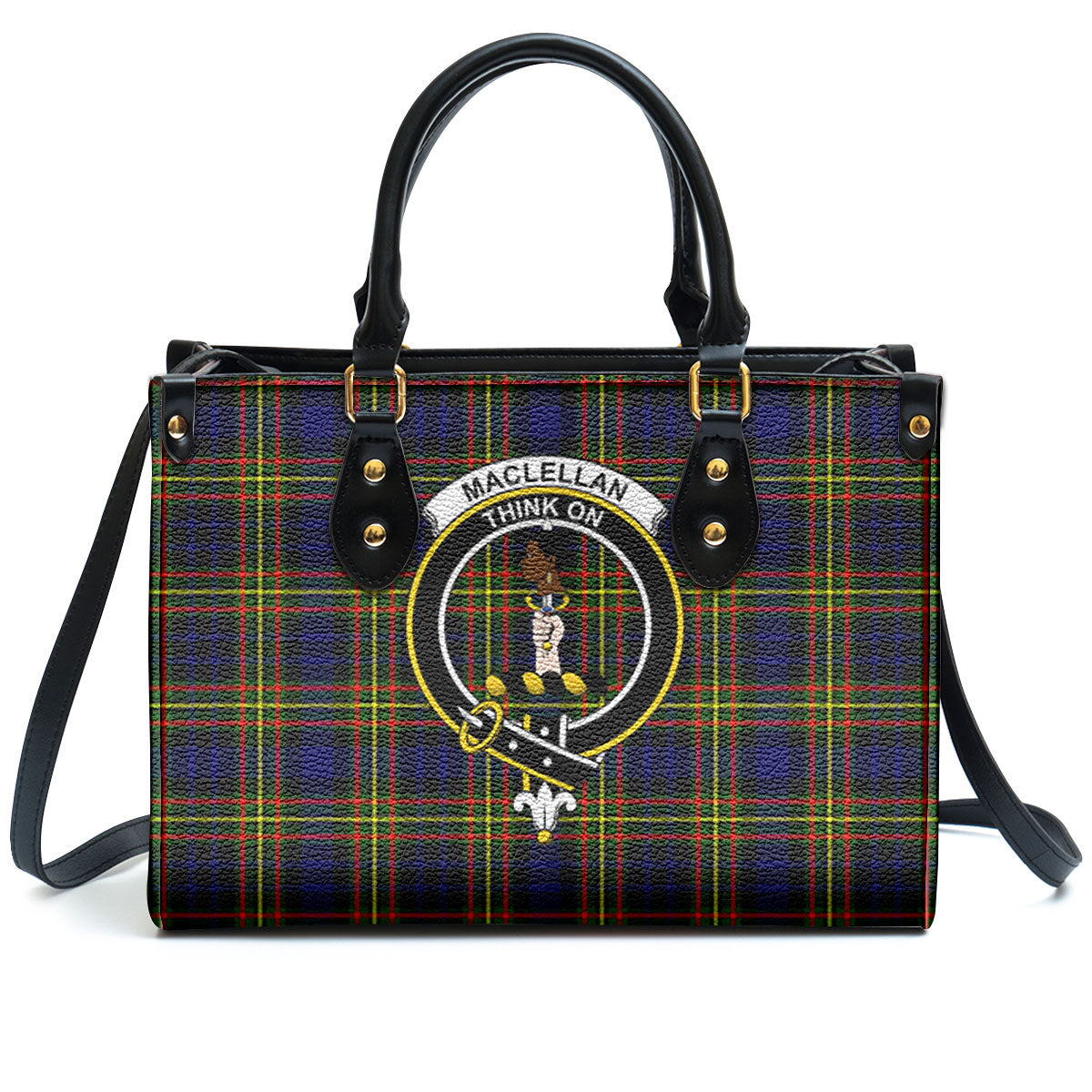 MacLellan Modern Tartan Crest Leather Handbag