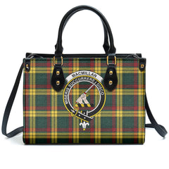 MacMillan Old Modern Tartan Crest Leather Handbag