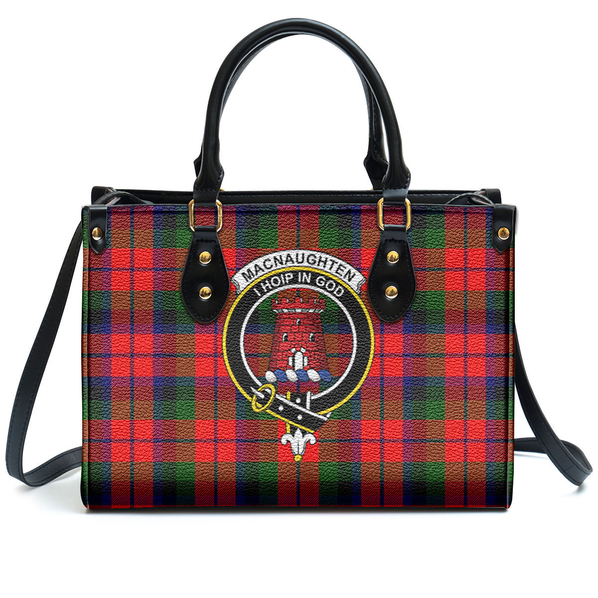 MacNaughten Tartan Crest Leather Handbag