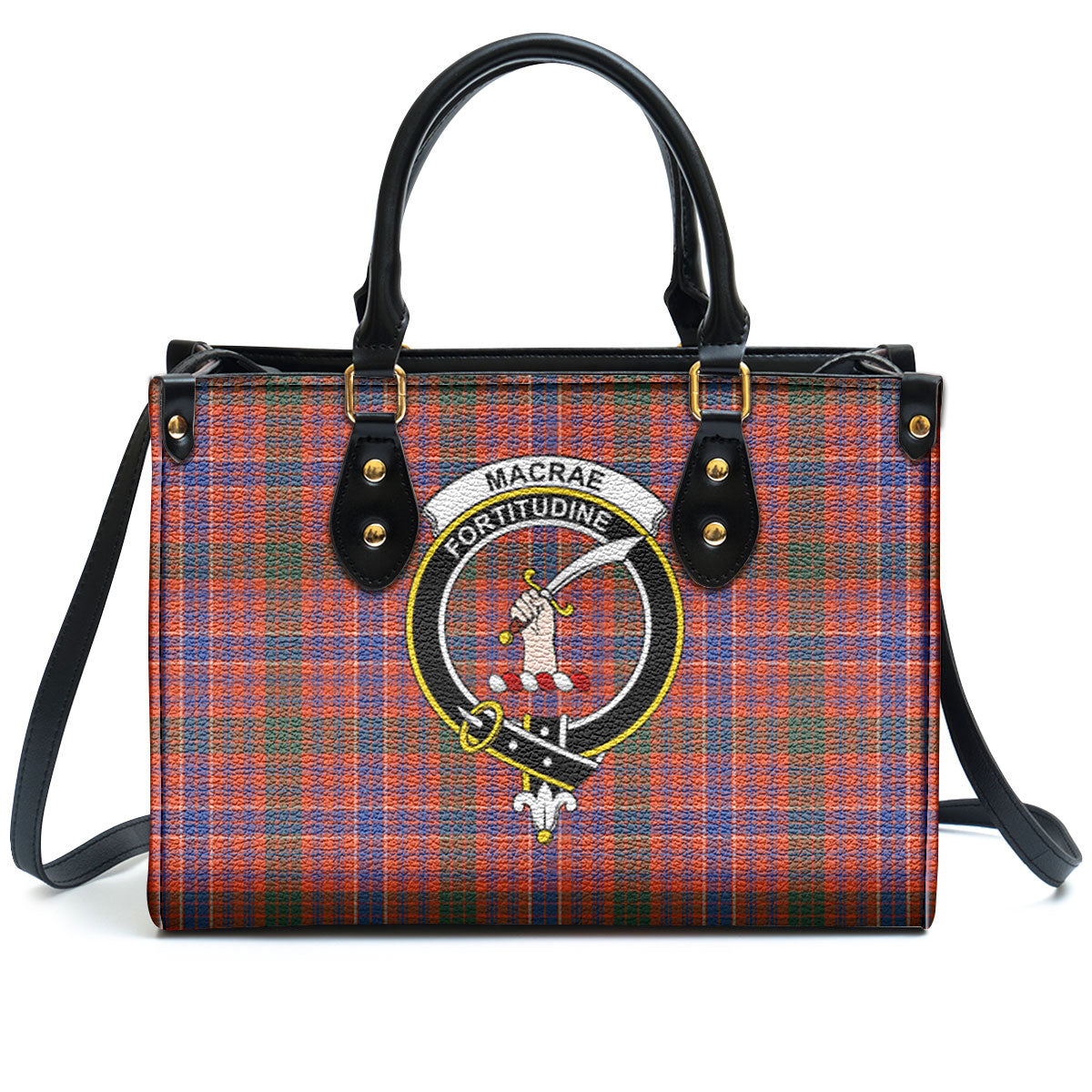 MacRae Ancient Tartan Crest Leather Handbag