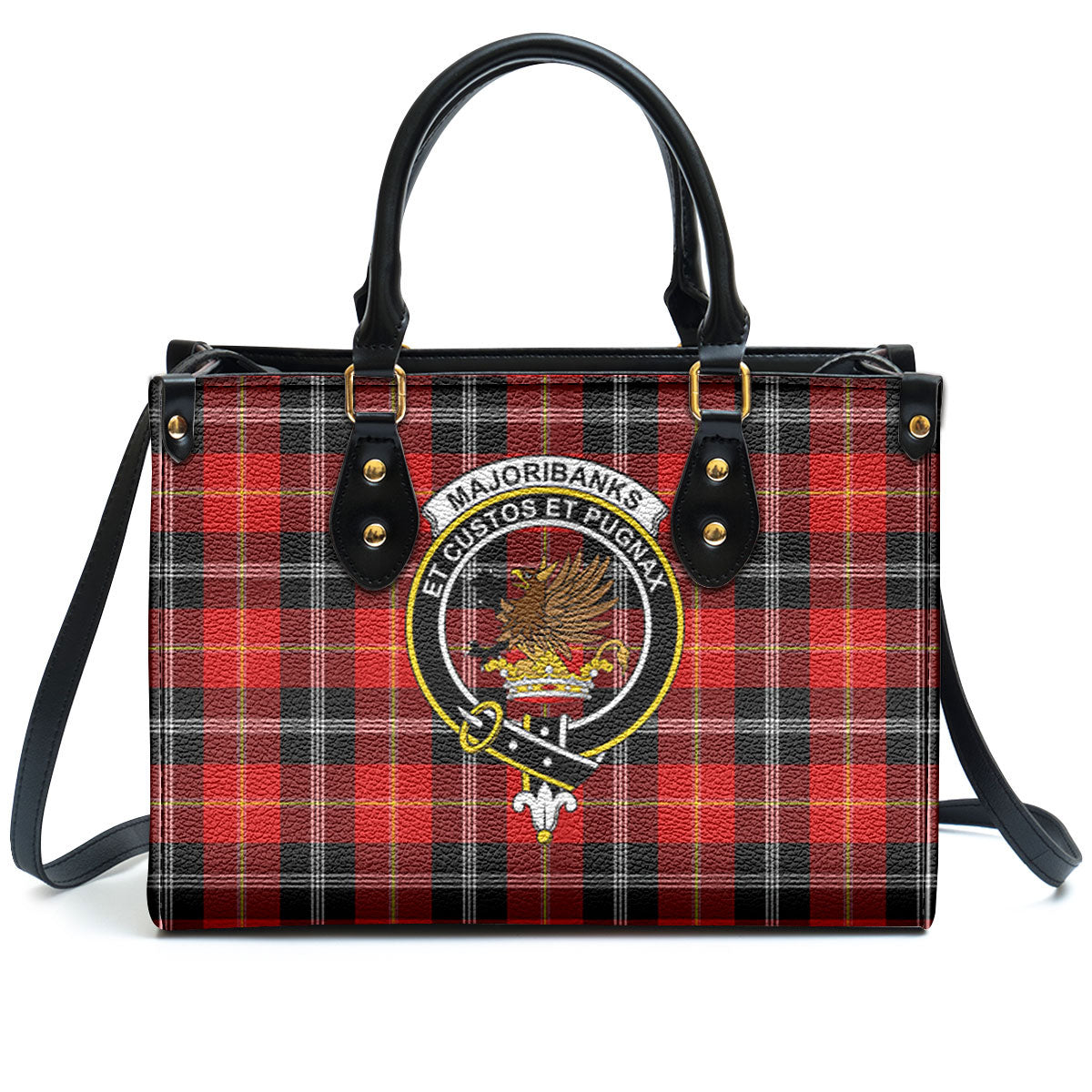 Majoribanks Tartan Crest Leather Handbag