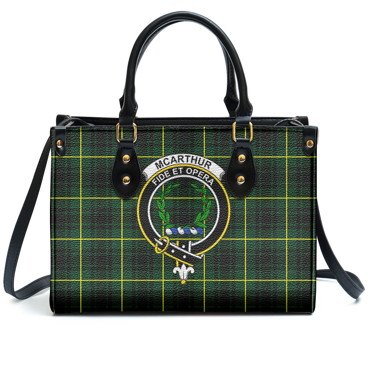 McArthur Modern Tartan Crest Leather Handbag