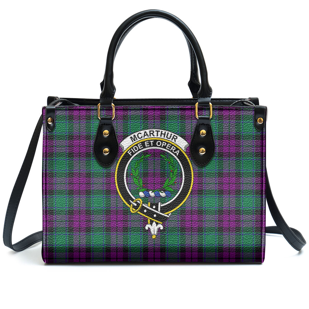 McArthur – Milton Tartan Crest Leather Handbag