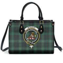 McAulay Hunting Ancient Tartan Crest Leather Handbag