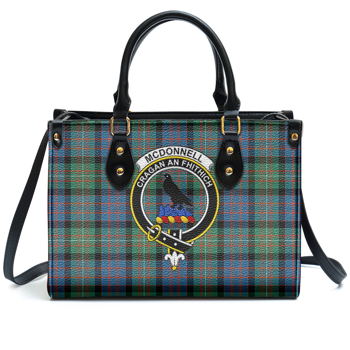 McDonnell of Glengarry Ancient Tartan Crest Leather Handbag