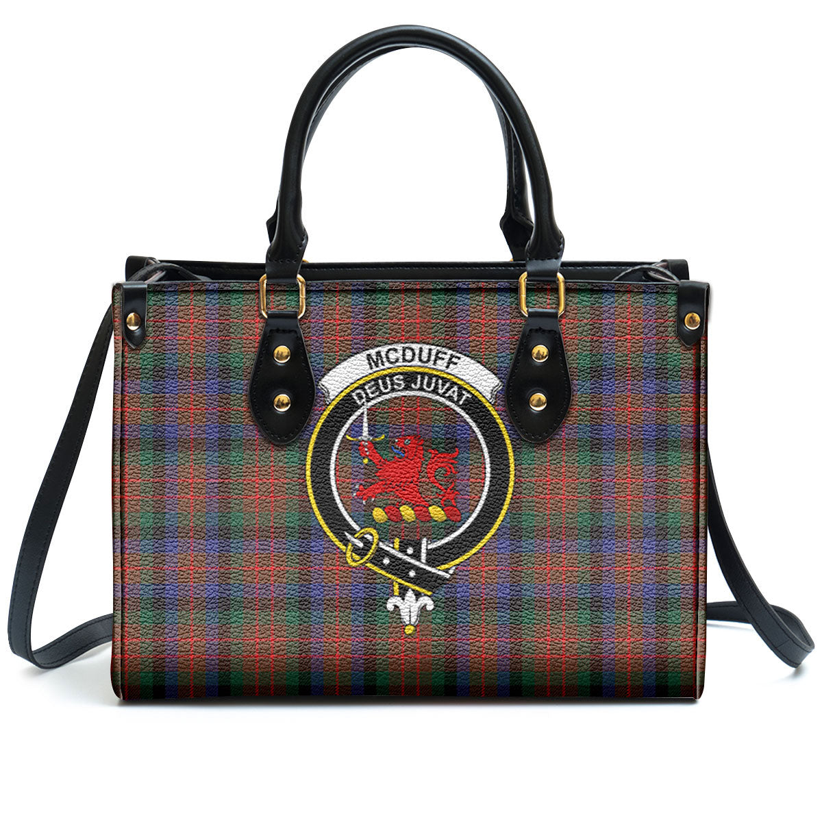 McDuff Hunting Modern Tartan Crest Leather Handbag