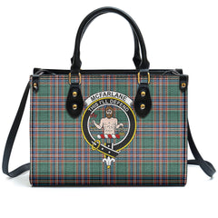 McFarlane Hunting Ancient Tartan Crest Leather Handbag