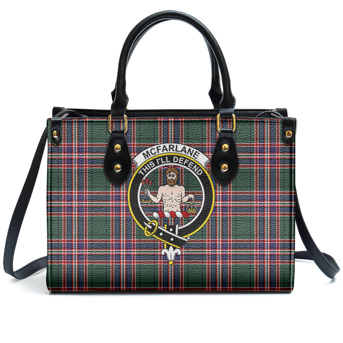 McFarlane Hunting Modern Tartan Crest Leather Handbag