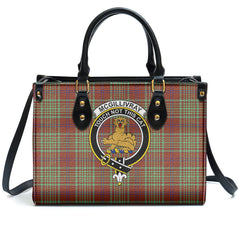 McGillivray Hunting Ancient Tartan Crest Leather Handbag