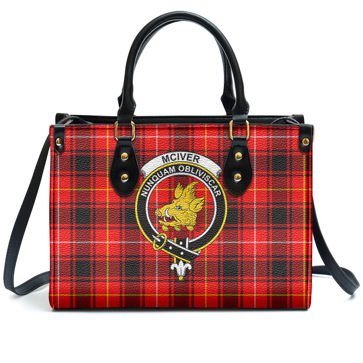 McIver Modern Tartan Crest Leather Handbag