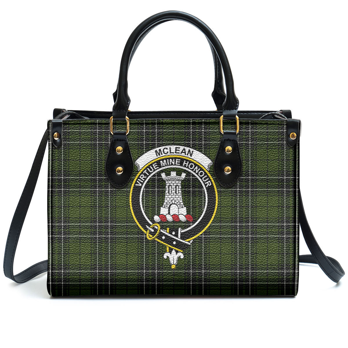 McLean Hunting Tartan Crest Leather Handbag