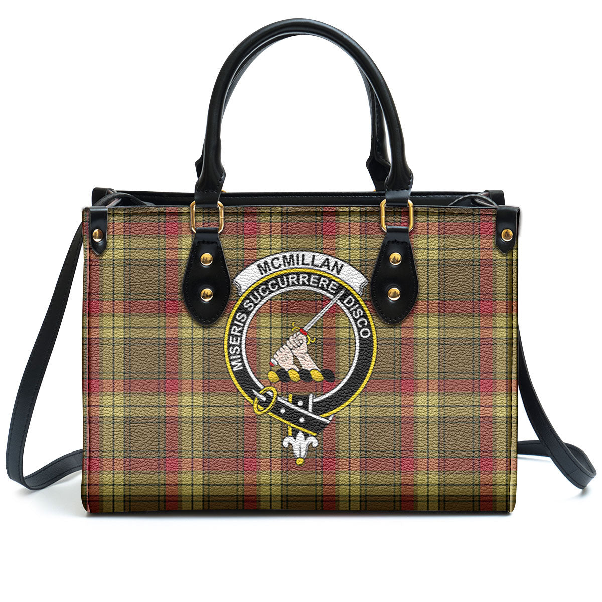 McMillan Old Weathered Tartan Crest Leather Handbag