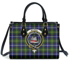 McNeil of Barra Modern Tartan Crest Leather Handbag