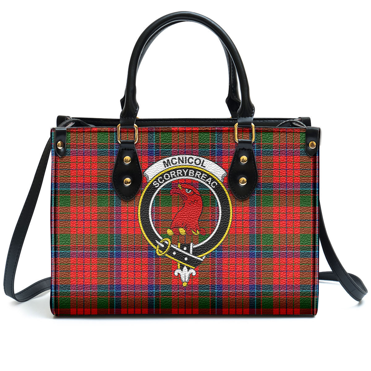 McNicol (of Scorrybreac) Tartan Crest Leather Handbag