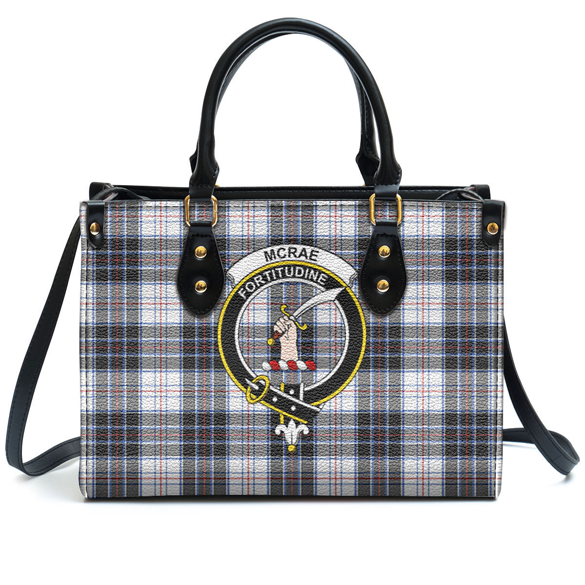 McRae Dress Modern Tartan Crest Leather Handbag