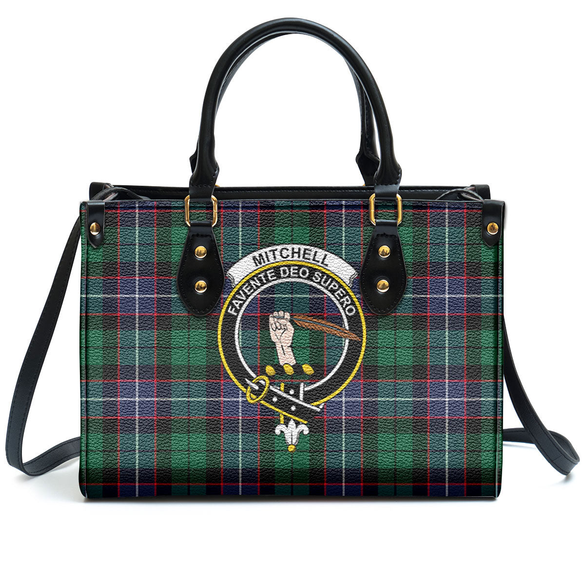 Mitchell Modern Tartan Crest Leather Handbag