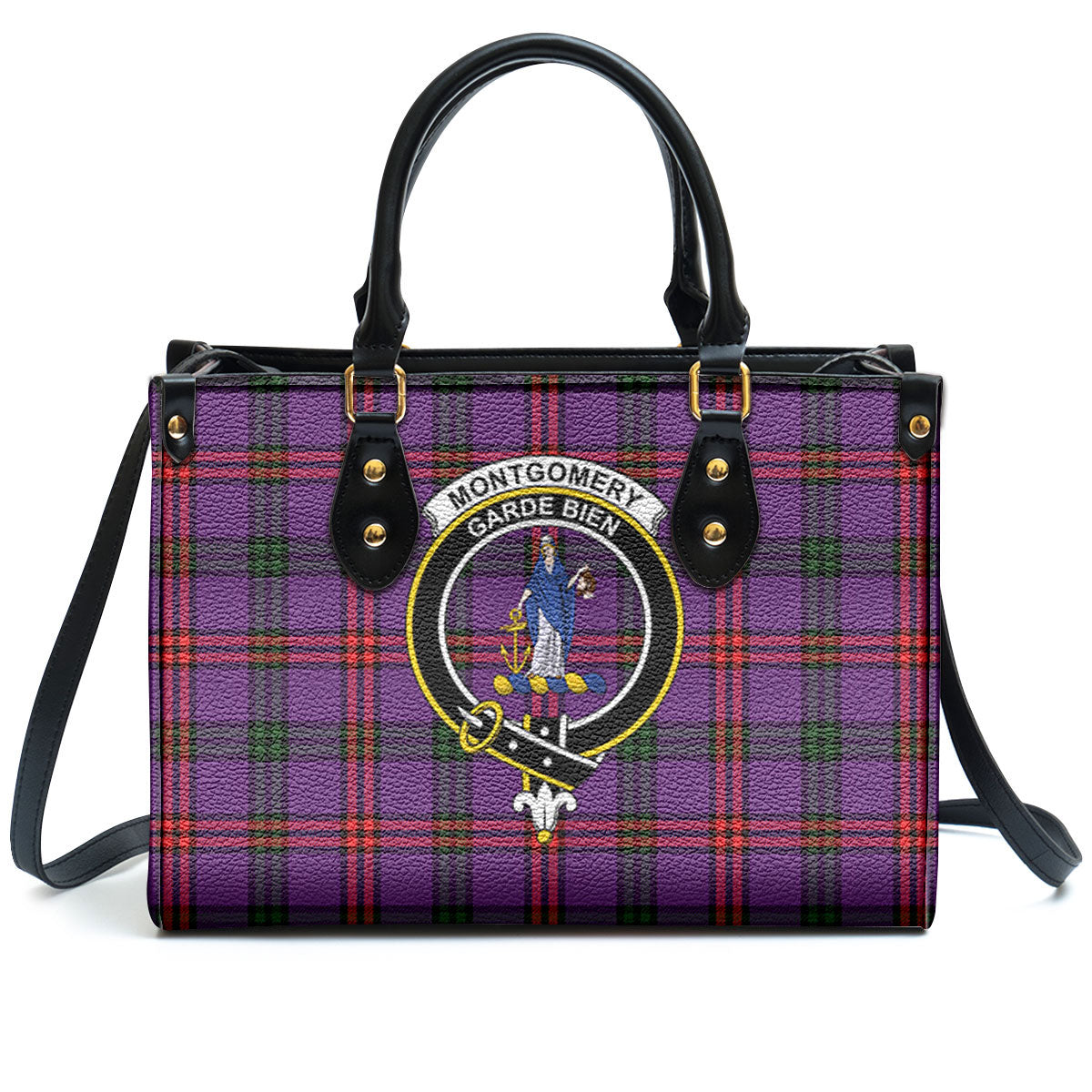 Montgomery Modern Tartan Crest Leather Handbag