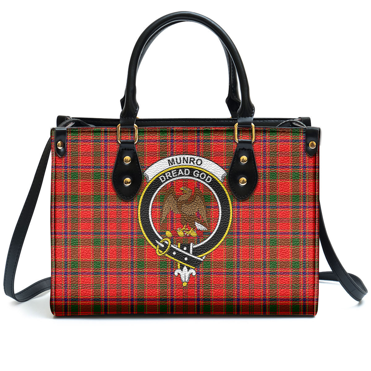 Munro Modern Tartan Crest Leather Handbag