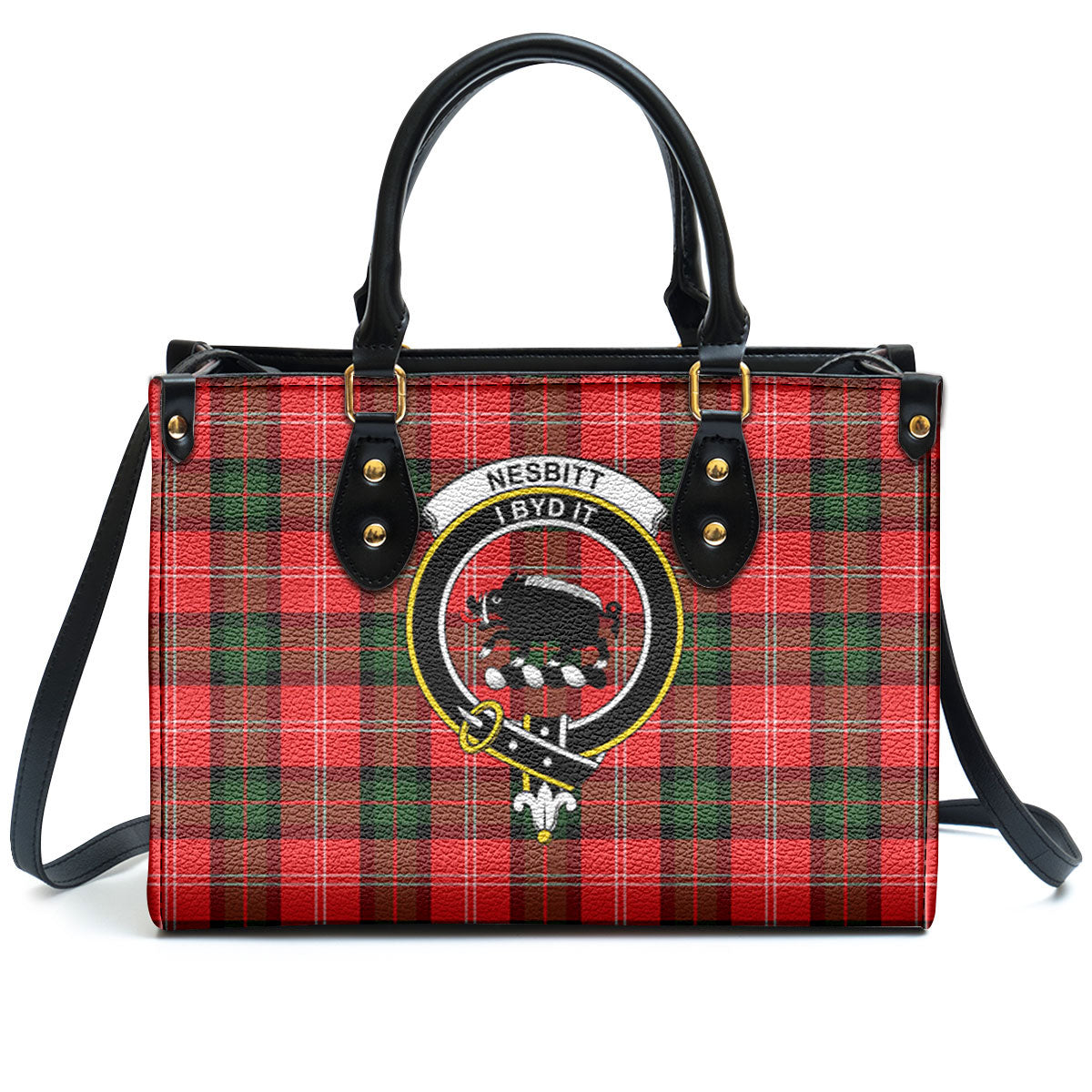 Nesbitt Modern Tartan Crest Leather Handbag