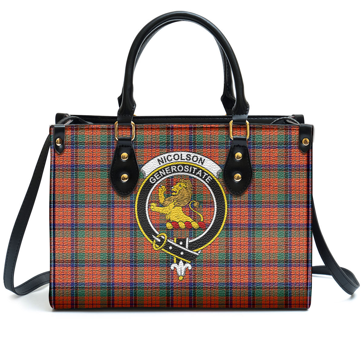 Nicolson Ancient Tartan Crest Leather Handbag