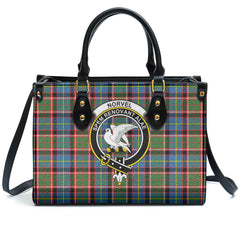 Norvel (or Norvill) Tartan Crest Leather Handbag