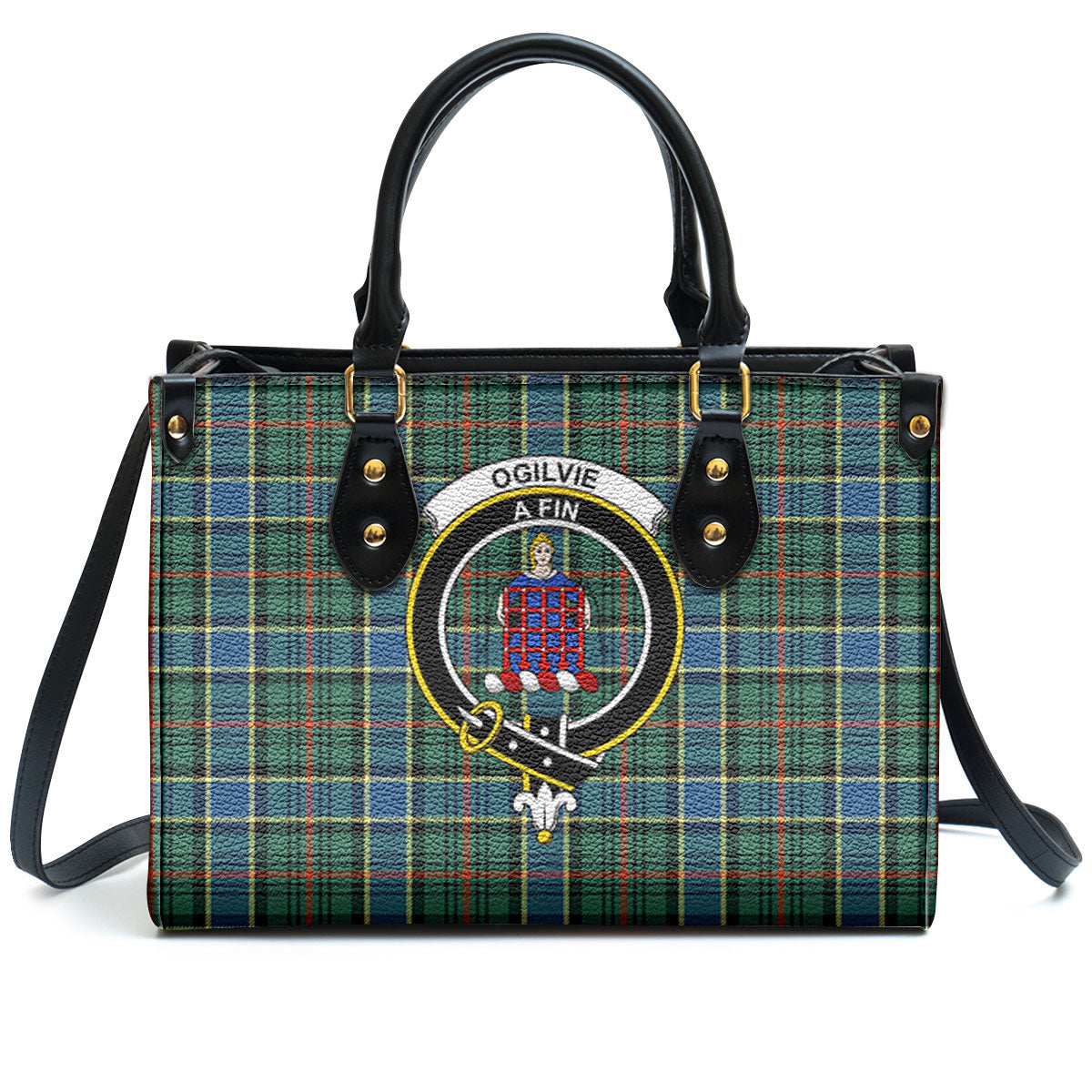 Ogilvie Hunting Ancient Tartan Crest Leather Handbag