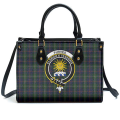 Purves Tartan Crest Leather Handbag