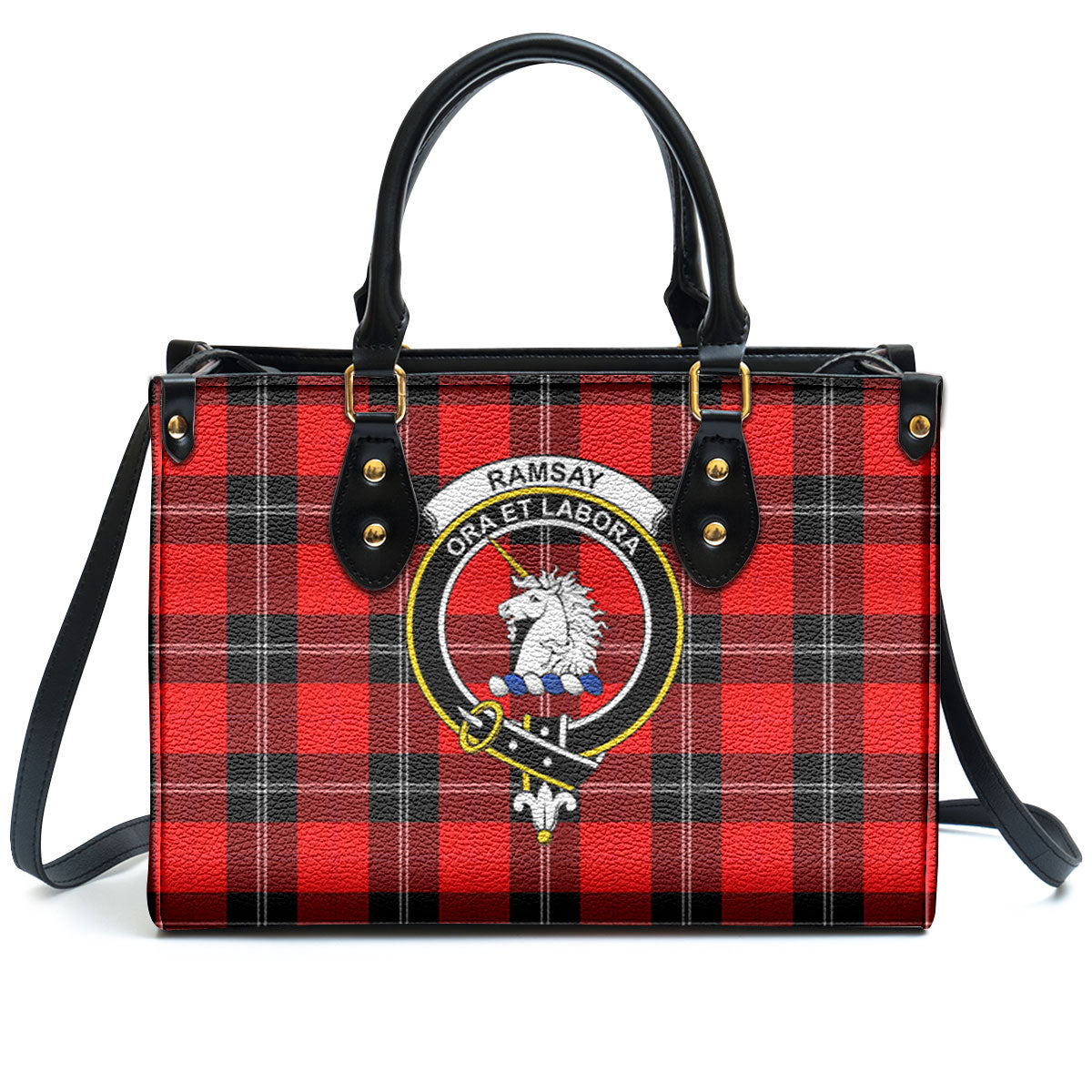 Ramsay Modern Tartan Crest Leather Handbag