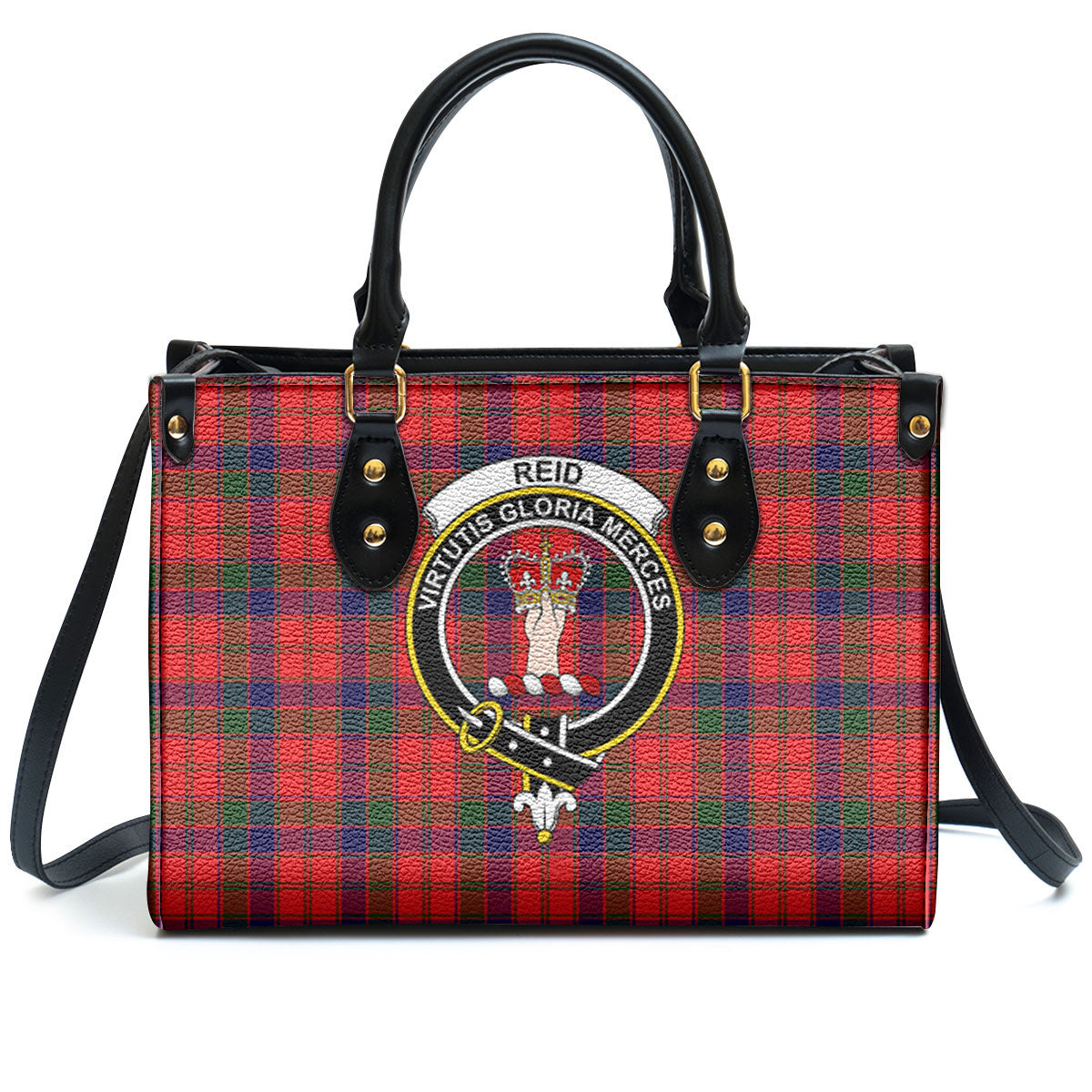 Reid Modern Tartan Crest Leather Handbag