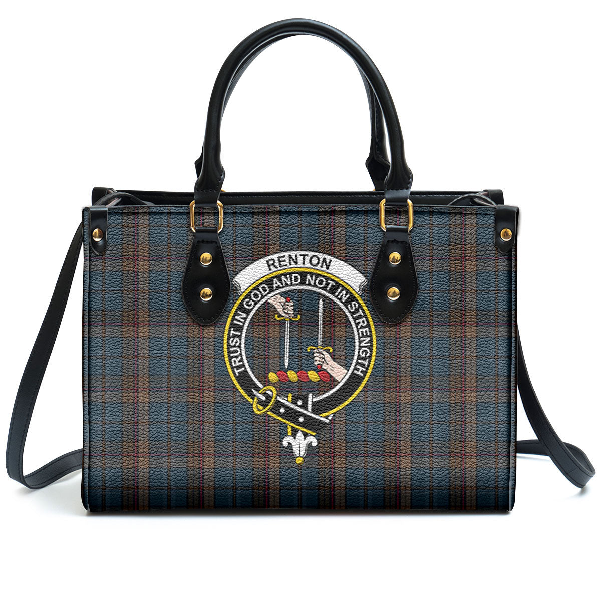 Renton Tartan Crest Leather Handbag