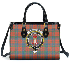 Robertson Ancient Tartan Crest Leather Handbag