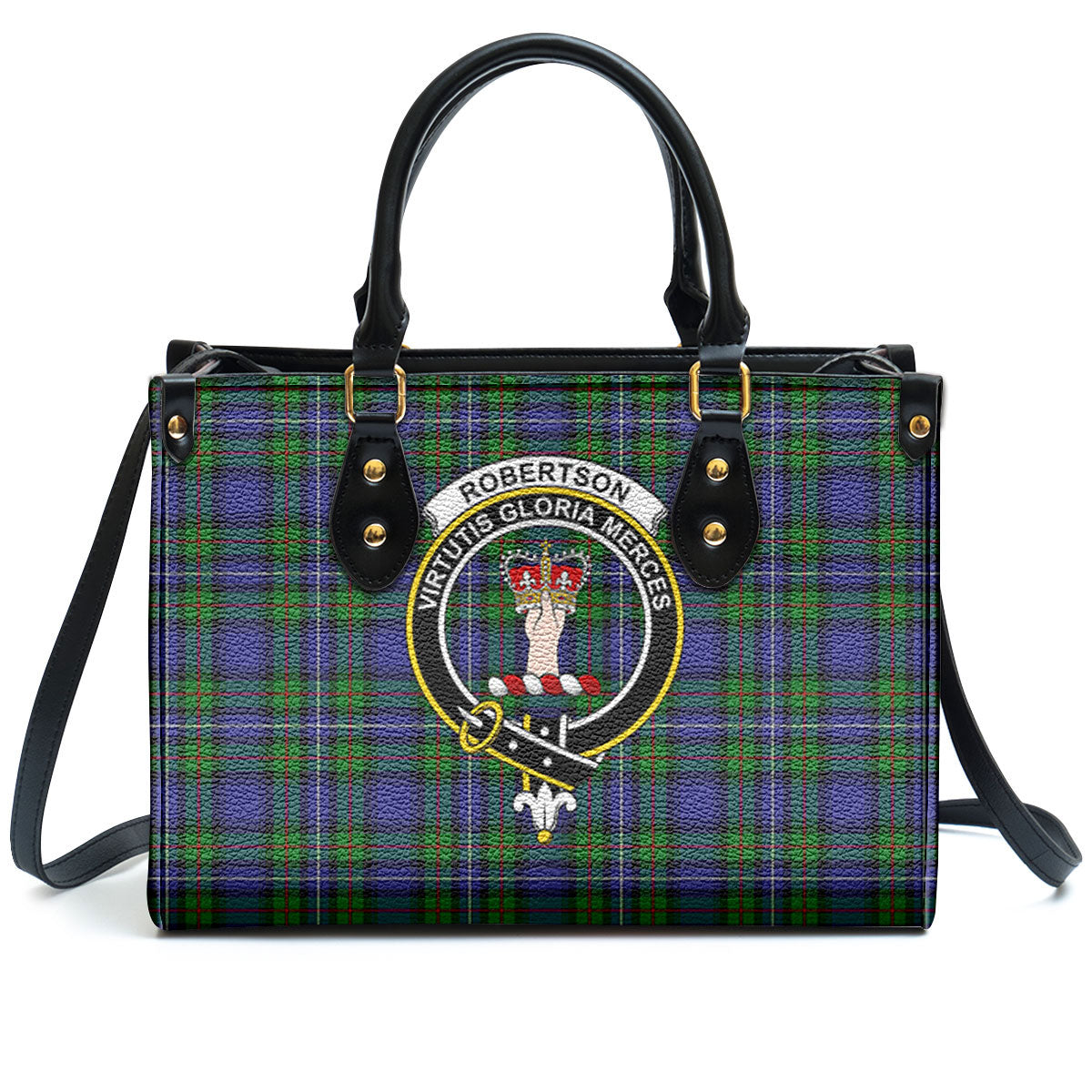 Robertson Hunting Modern Tartan Crest Leather Handbag